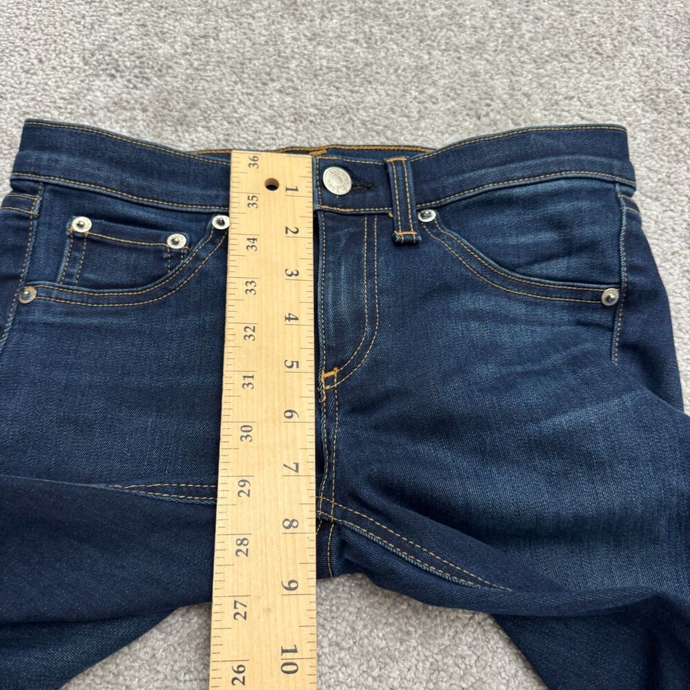 Rag & Bone Skinny Denim Jeans Womens  26 Bedford Blue Dark Wash Raw Hem 27x26 - Picture 10 of 16